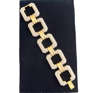 J. Crew Grey Enamel Gold Tone Square Chain Bracelet